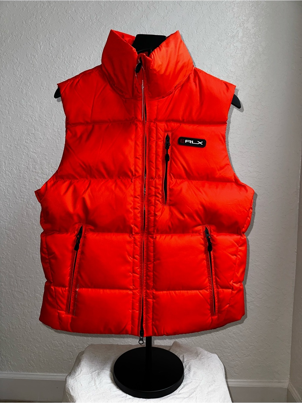 Ralph Lauren Bright Orange Small Quilted Puffer Vest - RLX
